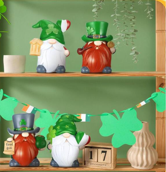 🔥Hot Sale 60% OFF 🍀4 pack St. Patrick's Day Resin Gnome Figurines💋