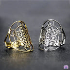 Metatron's Cube Ring Archangel Protection Women Ring Stainless Steel Jewelry