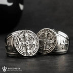Saint Benedict Stainless Steel Cross Ring
