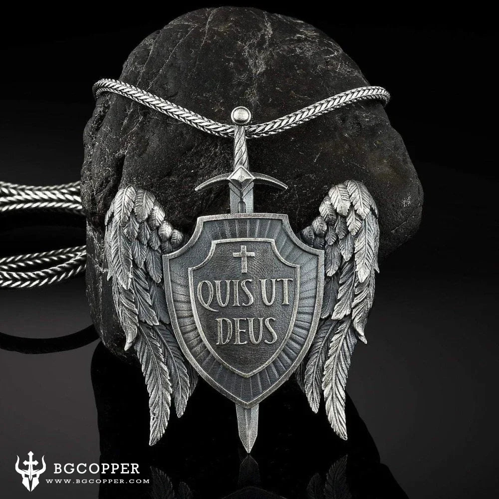 St Michael's Archangel Shield Necklace,The Patron Saint of Paratrooper Police Military Paramedic Fireman
