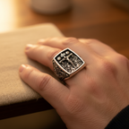 S925K Silver Handcrafted Jesus Crucifixion Scene Ring