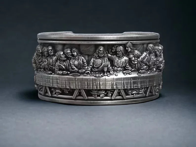 The Last Supper 925K Sterling Silver Open End Adjustable Ring