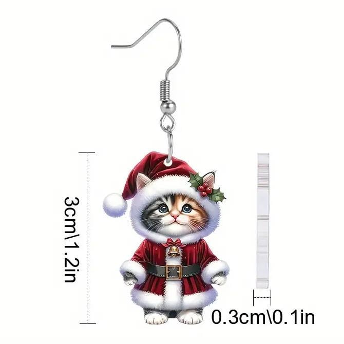 🏆Santa Cat Christmas Earrings