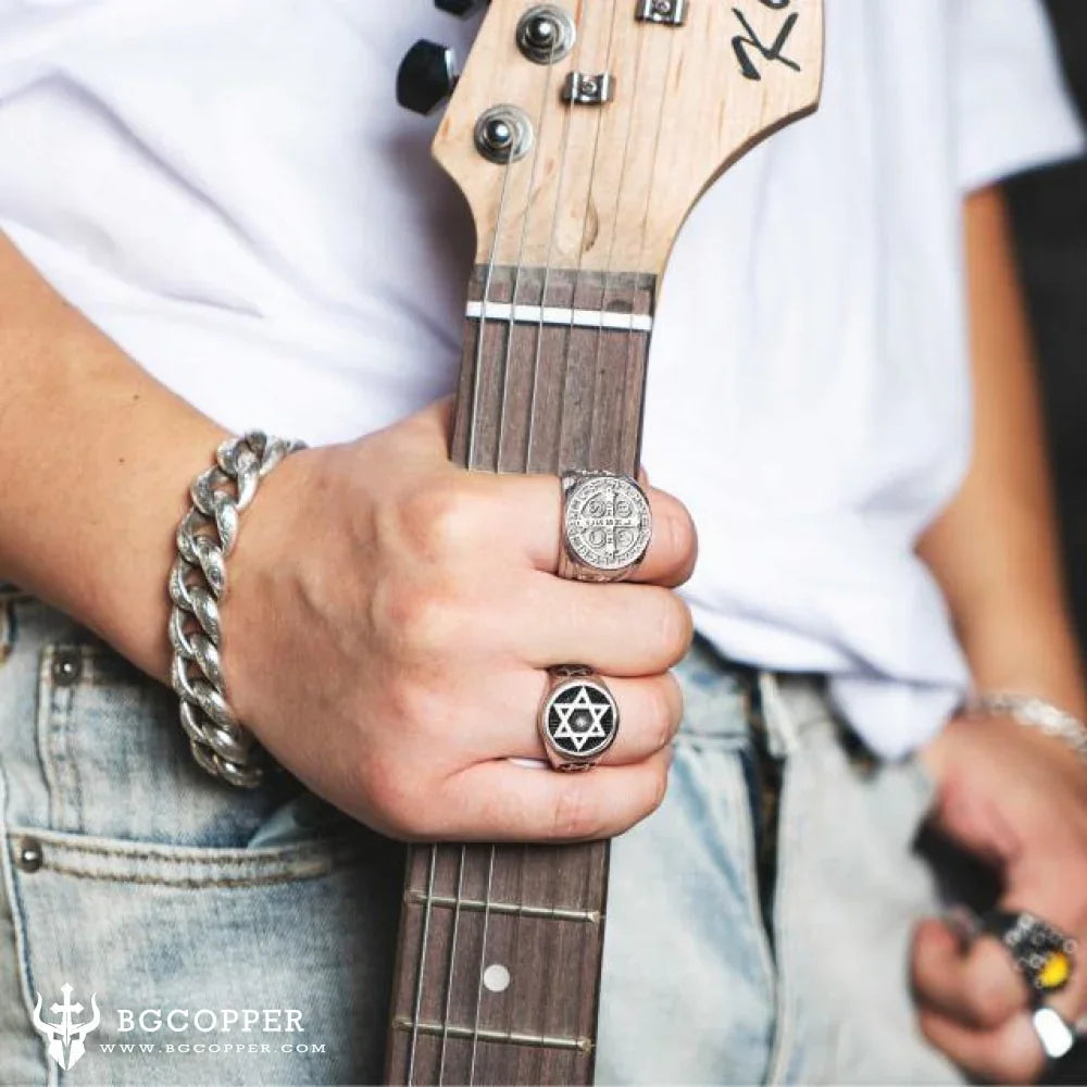 Saint Benedict Stainless Steel Cross Ring