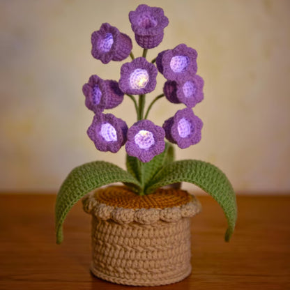 🌼Hand-knitted LED Lilies of the Valley – glowing flowers in a pot for a cozy home atmosphere 💋