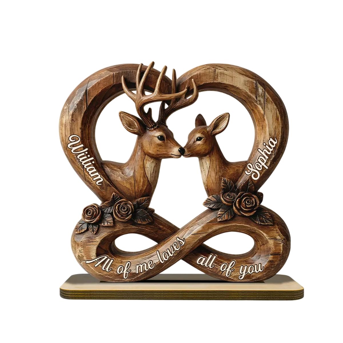 3D Effect Deer Couple Eternal Love - Personalized 2-Layer Wooden Plaque - Gift For Him, Gift For Her🔥