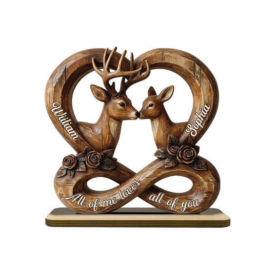 3D Effect Deer Couple Eternal Love - Personalized 2-Layer Wooden Plaque - Gift For Him, Gift For Her🔥