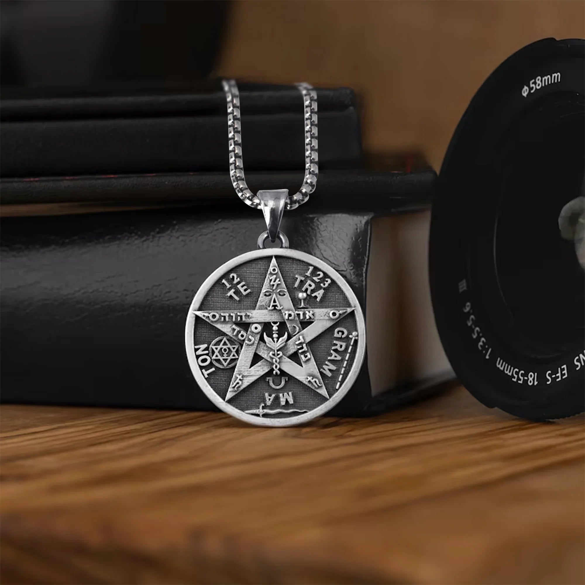 Solomon's Pentacle Reversible Engraved Seal of the Seven Angels Necklace S925K Silver Pendant