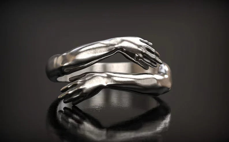 S925K Silver Embrace Gesture Ring