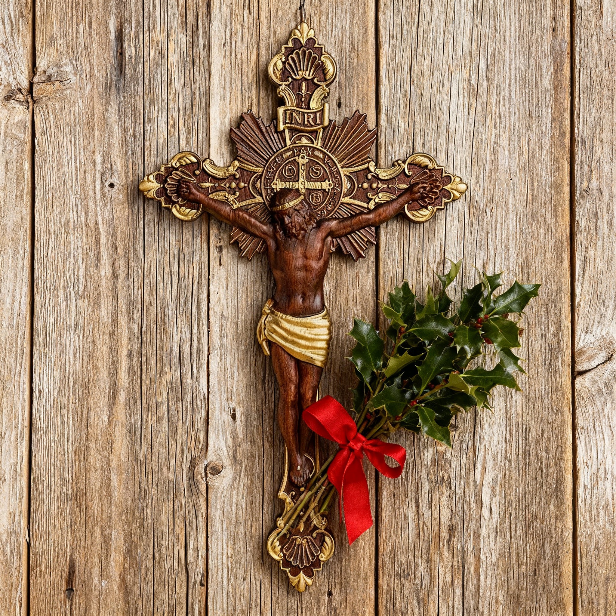 St. Benedict Exorcism Cross wood carved - Bless you and your family