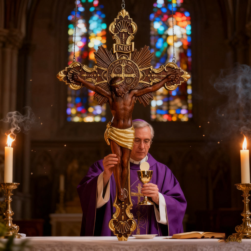 St. Benedict Exorcism Cross wood carved - Bless you and your family