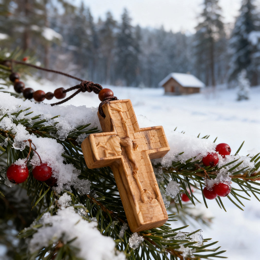 Wooden Savior Cross Necklace