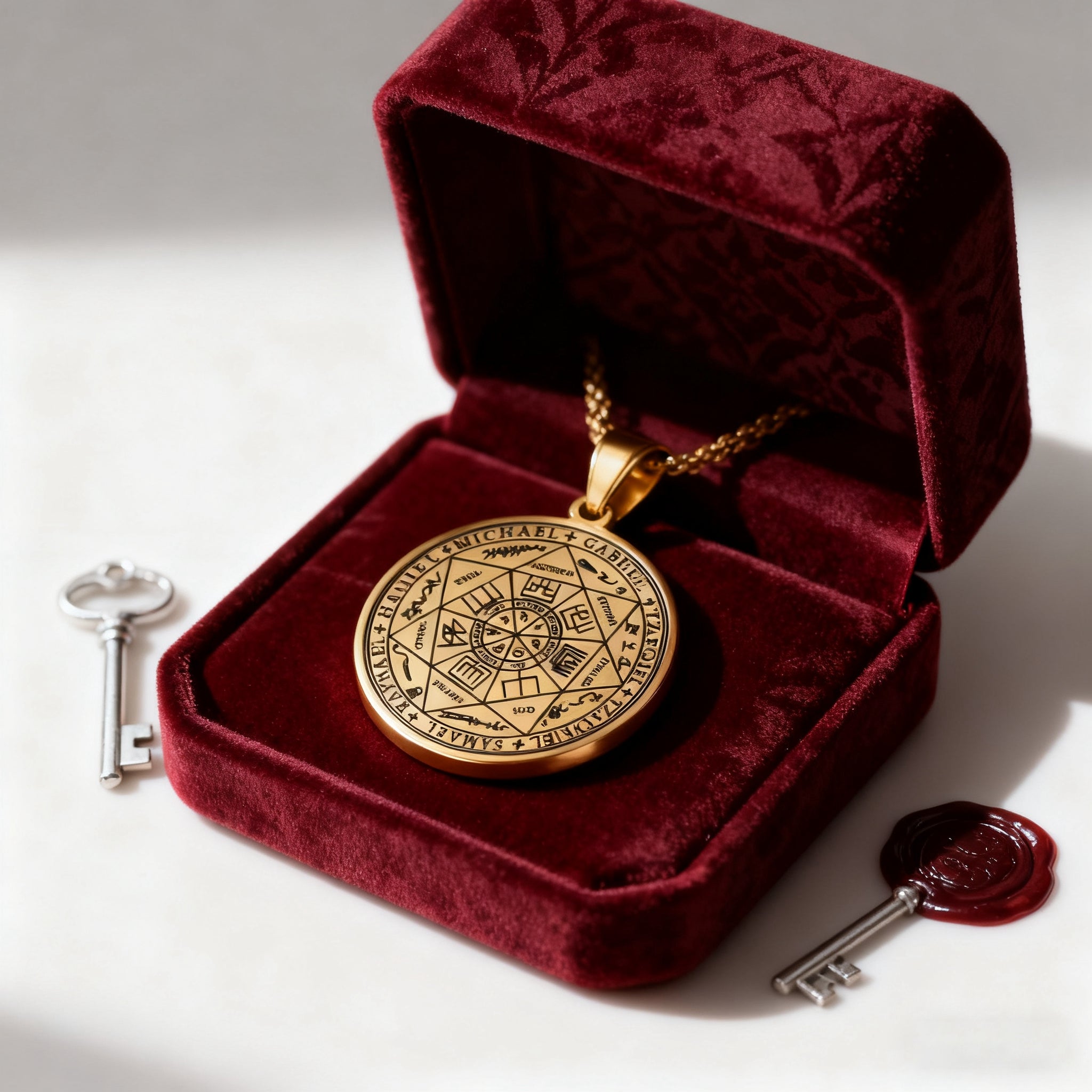 Vintage Titanium Seven Archangel's Seal Pendant - Amulet against evil eyes, curses, spells