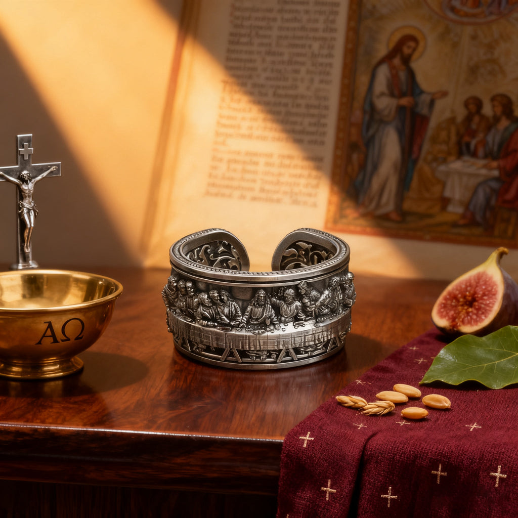 The Last Supper 925K Sterling Silver Open End Adjustable Ring