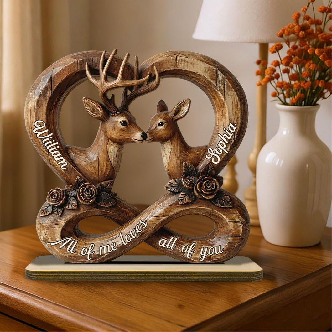 3D Effect Deer Couple Eternal Love - Personalized 2-Layer Wooden Plaque - Gift For Him, Gift For Her🔥