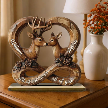 3D Effect Deer Couple Eternal Love - Personalized 2-Layer Wooden Plaque - Gift For Him, Gift For Her🔥