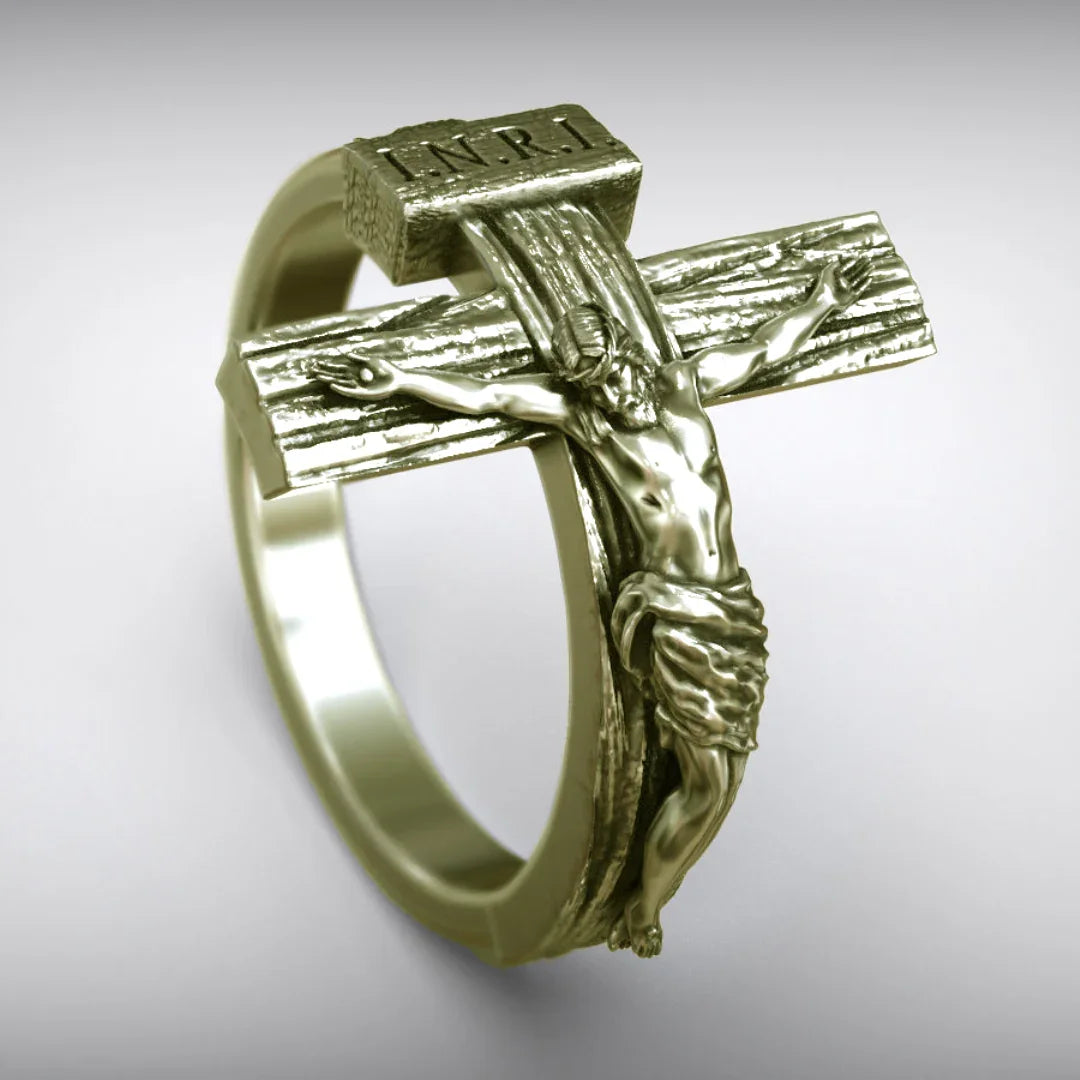Crucifixion of Jesus S925K Silver Cross Ring