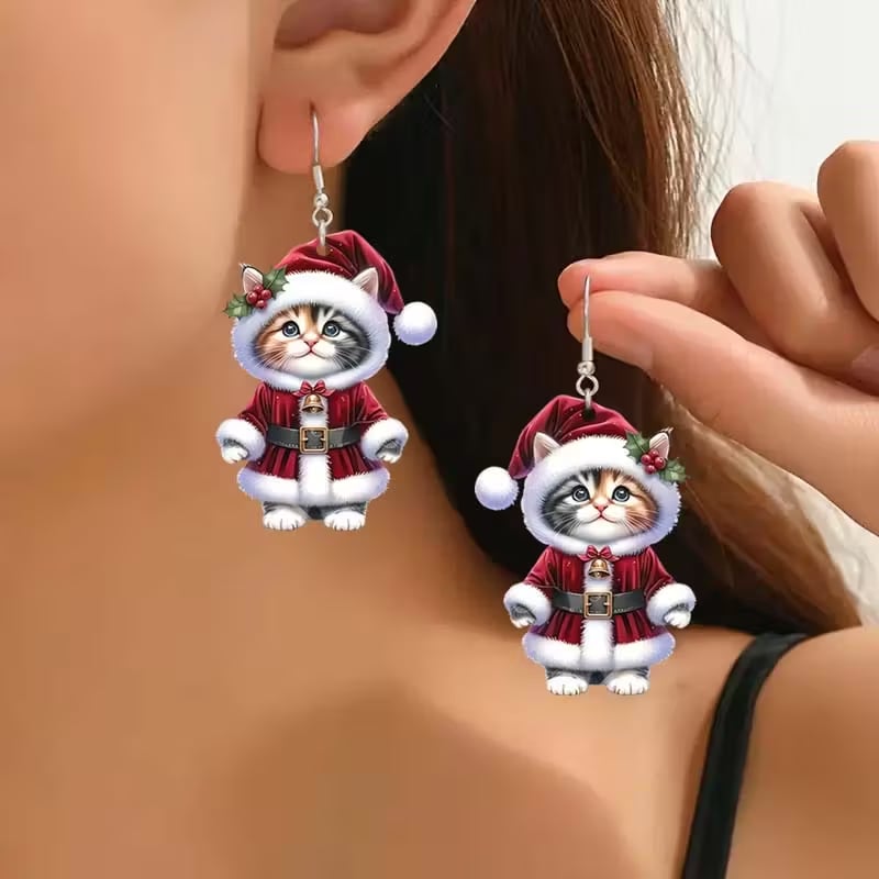 🏆Santa Cat Christmas Earrings