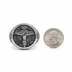 S925K Silver Jesus Crucifixion St. Benedict Medal Ring
