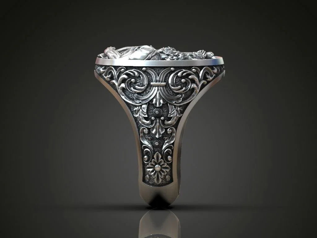 925K Sterling Silver St. Christopher and the Holy Child Jesus Sterling Silver Stamp Ring