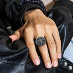 S925K Silver Jesus Crucifixion St. Benedict Medal Ring