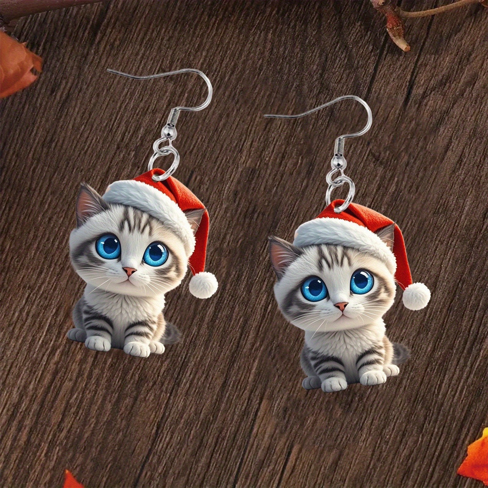 🏆Santa Cat Christmas Earrings