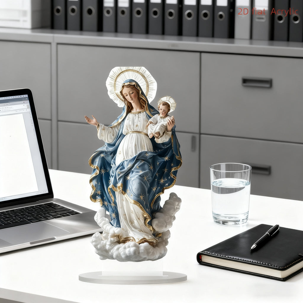 🌟 Our Lady of Grace Acrylic Desktop Statue: A Christian Symbol of Mary’s Love & Christ’s Presence