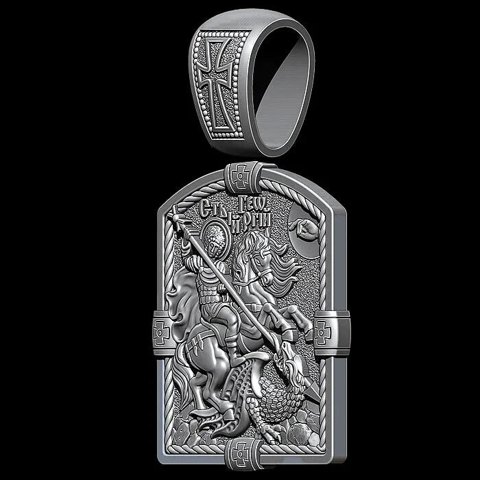 S925K Silver St. George Defeats the Dragon Protection Necklace