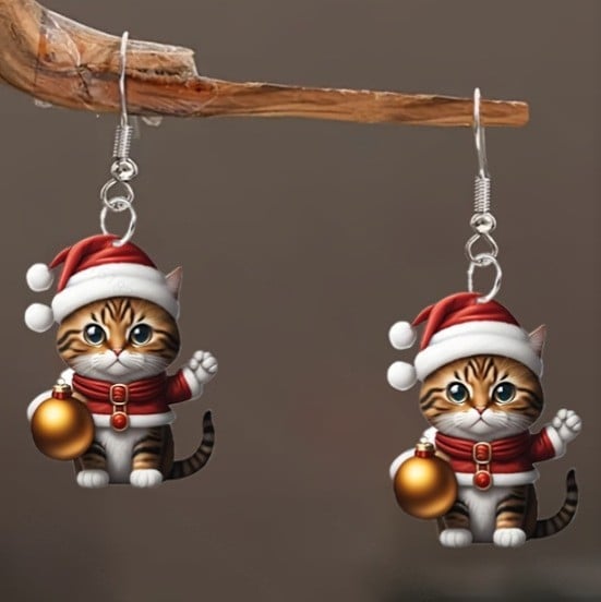 🏆Santa Cat Christmas Earrings
