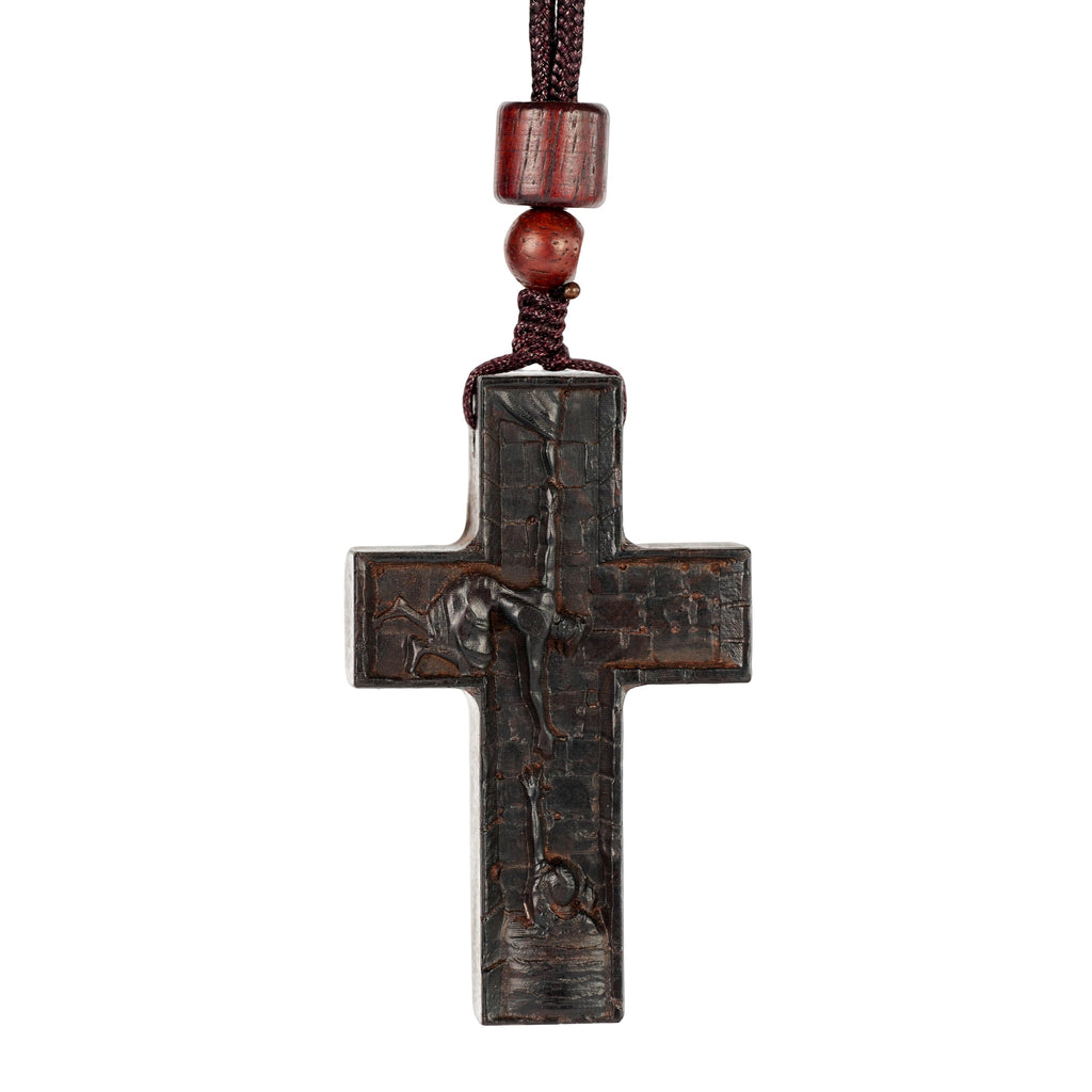 Wooden Savior Cross Necklace