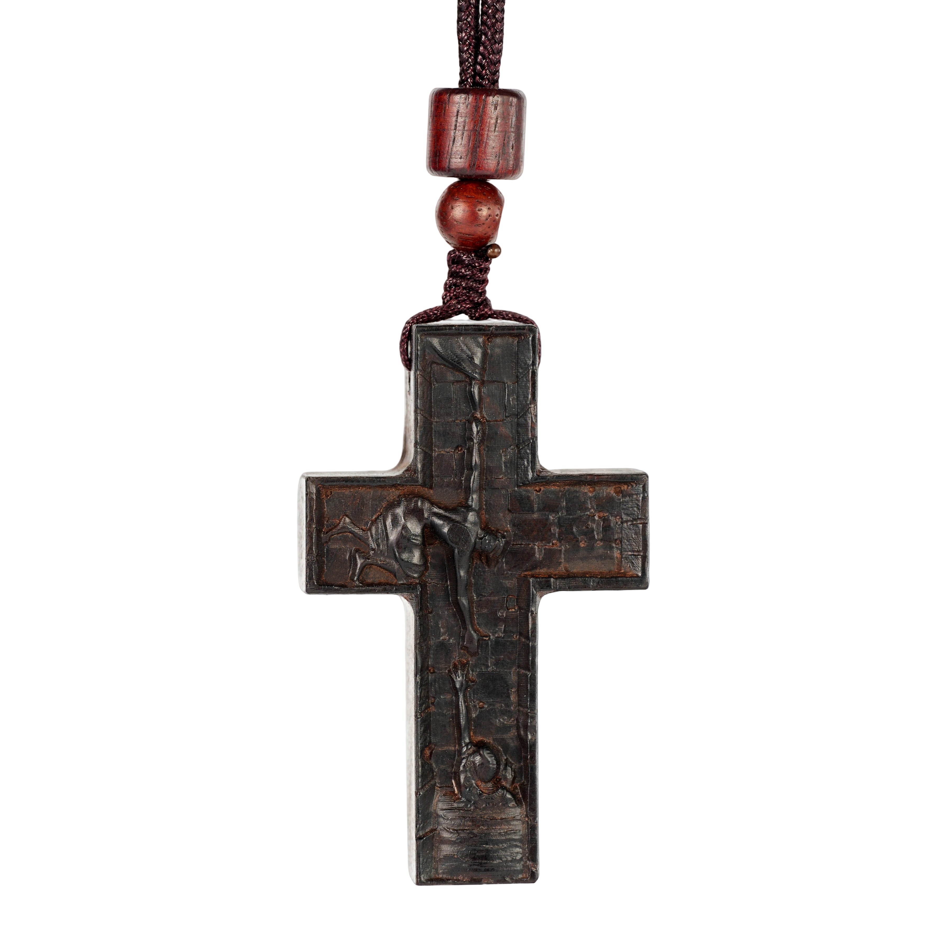 Wooden Savior Cross Necklace
