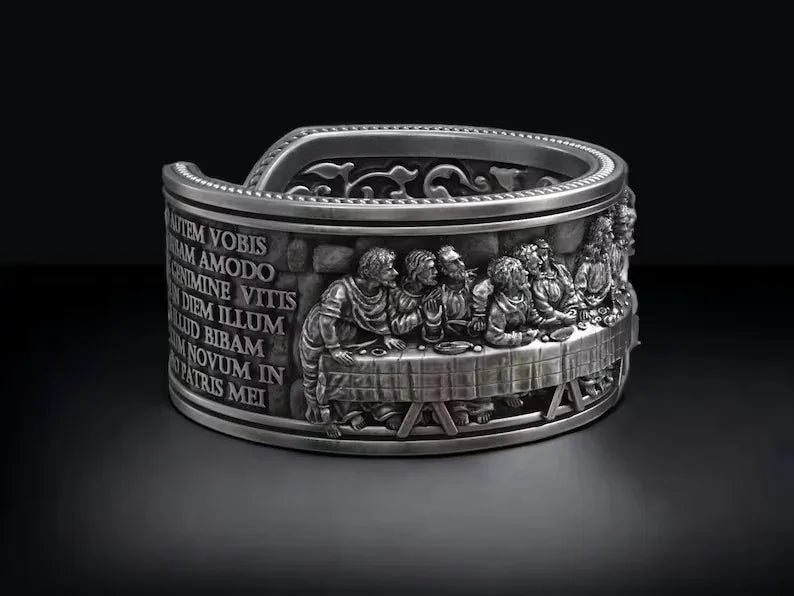The Last Supper 925K Sterling Silver Open End Adjustable Ring