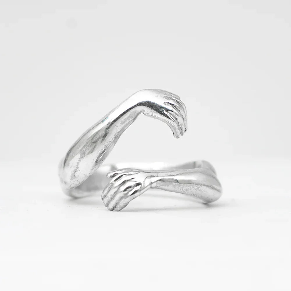 S925K Silver Embrace Gesture Ring