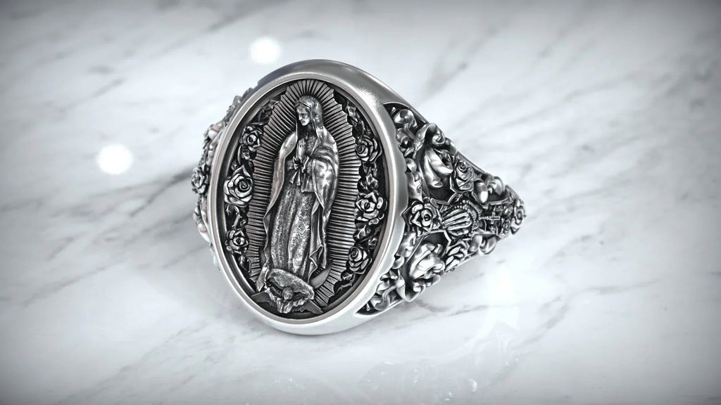 S925K Silver Our Lady of Guadalupe Ring