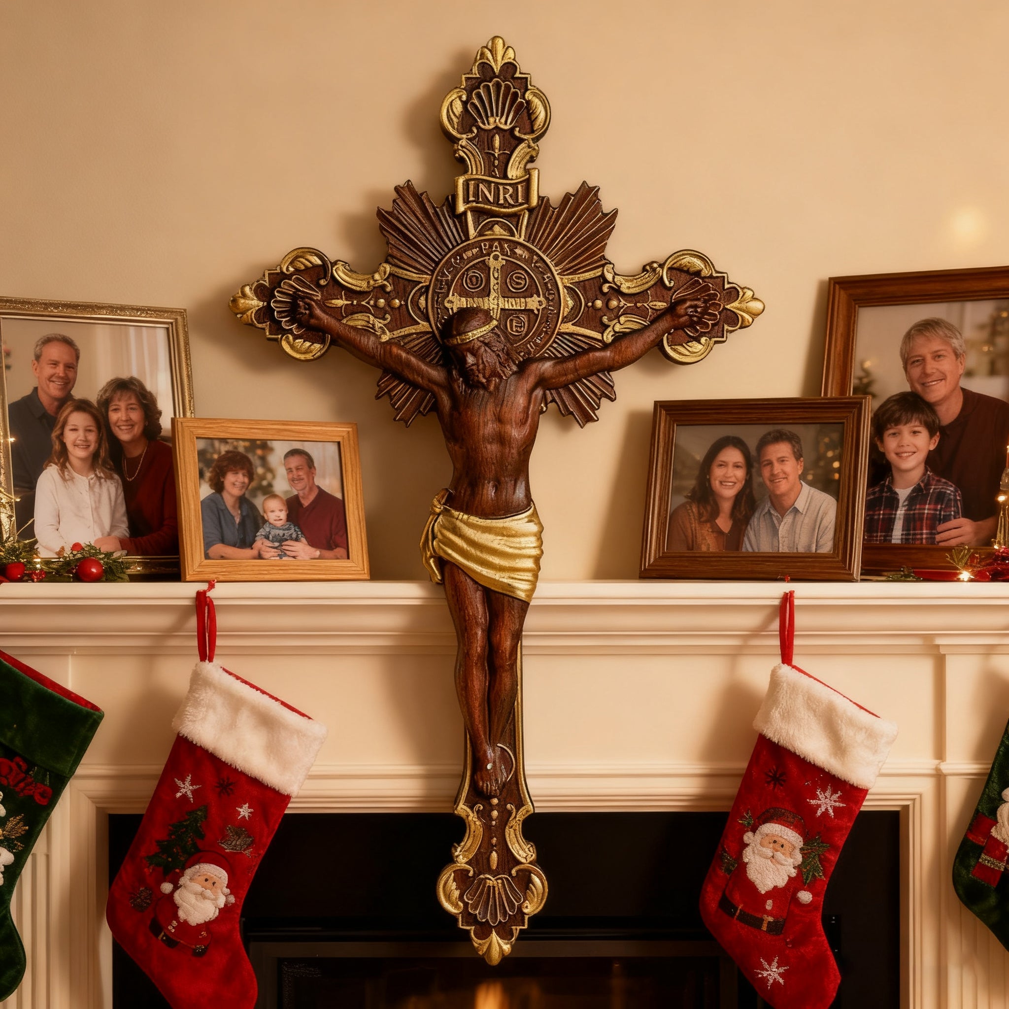 St. Benedict Exorcism Cross wood carved - Bless you and your family