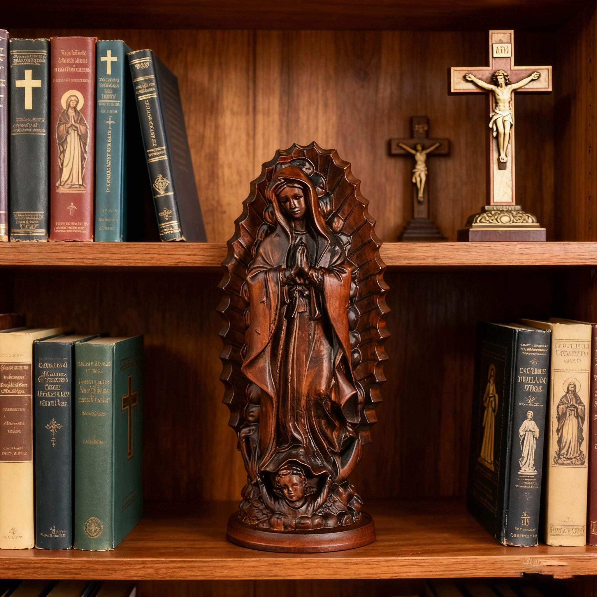 Our Lady of Guadalupe Round Wooden Tabletop Ornament