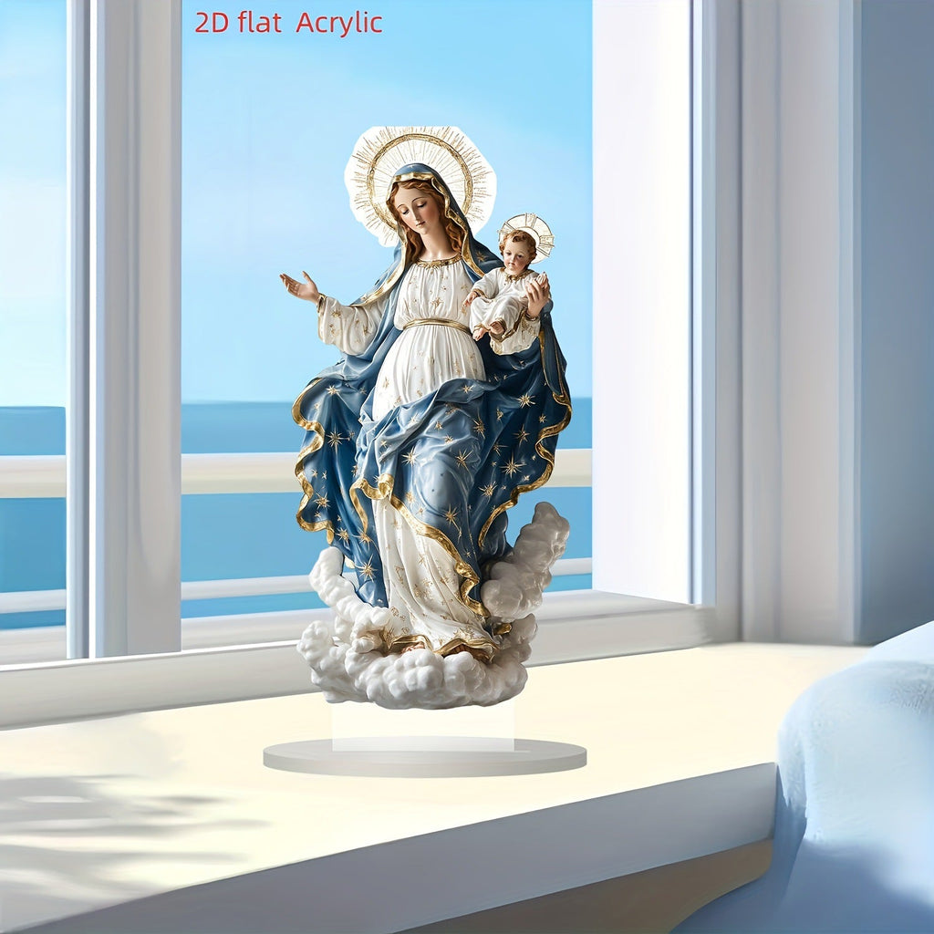 🌟 Our Lady of Grace Acrylic Desktop Statue: A Christian Symbol of Mary’s Love & Christ’s Presence