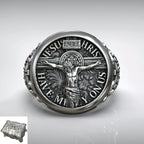S925K Silver Jesus Crucifixion St. Benedict Medal Ring