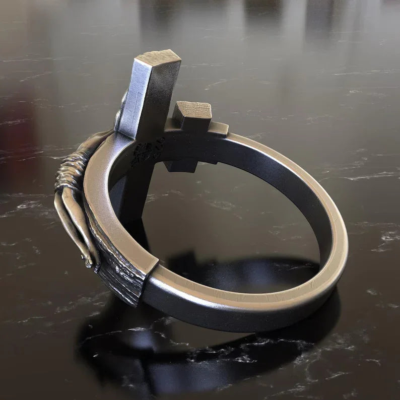 Crucifixion of Jesus S925K Silver Cross Ring