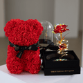BUNDLE DEAL: Red Galaxy Rose Dome & Mini Red Eternal Rose Bear