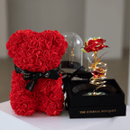 BUNDLE DEAL: Red Galaxy Rose Dome & Mini Red Eternal Rose Bear