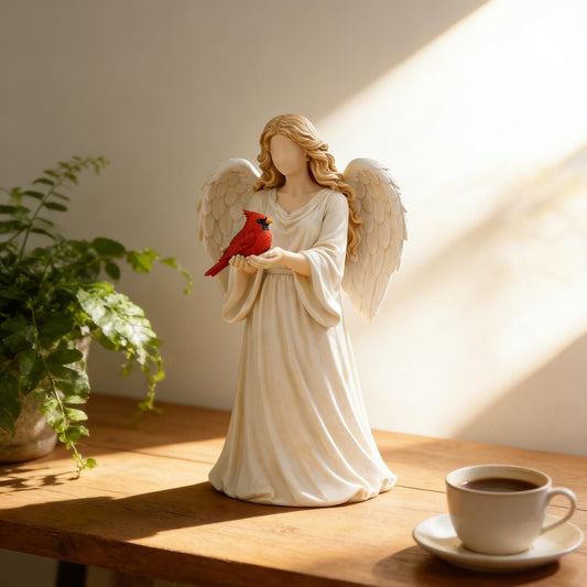 🐦Handcrafted Cardinal & Angel Memorial Statues – A Symbol of Love, Peace, and Remembrance💋