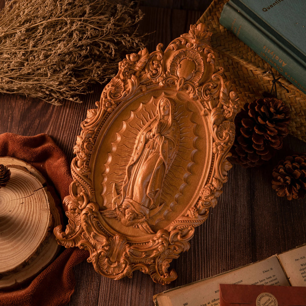 A Handcrafted Sanctuary: Our Lady of Guadalupe Wood Carving