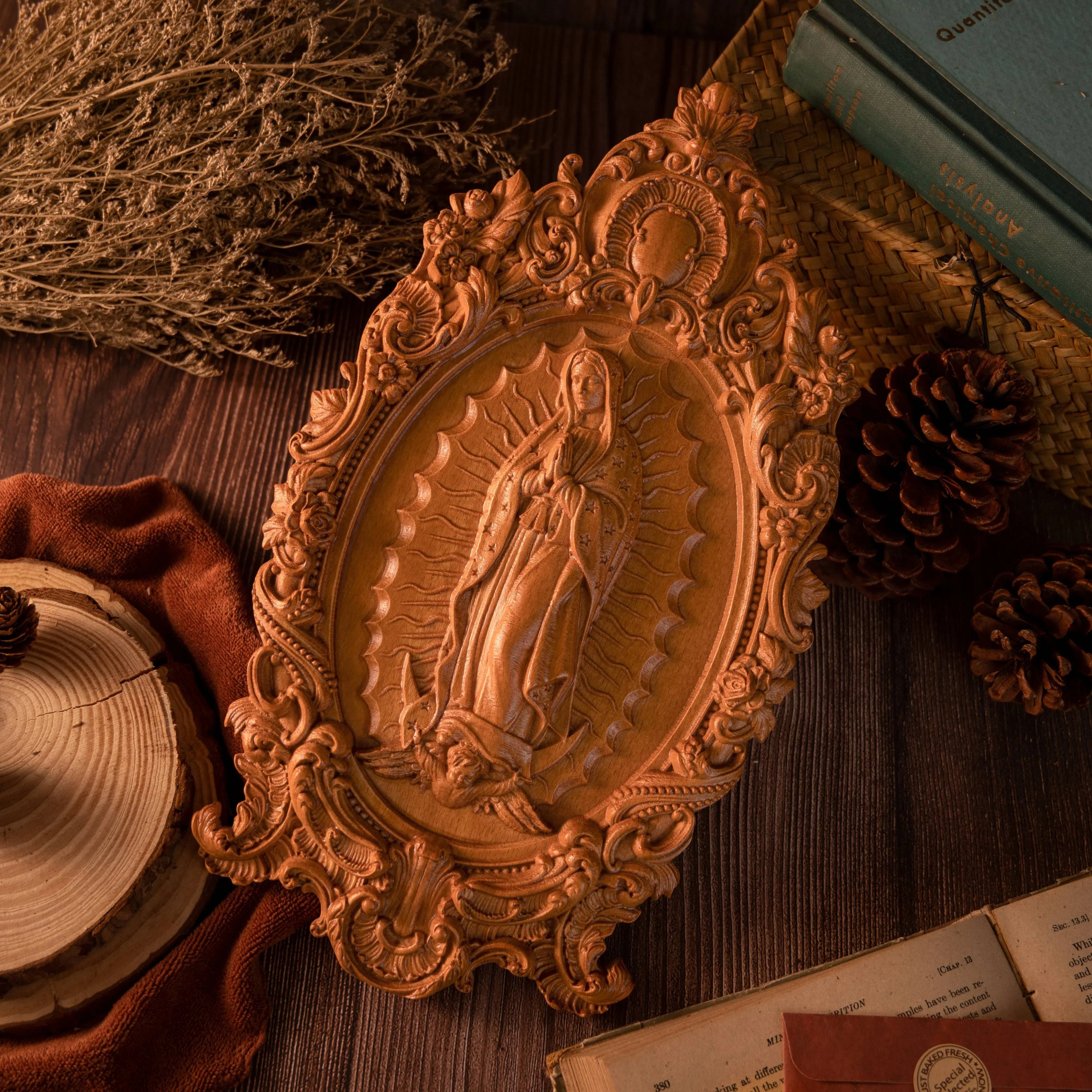 A Handcrafted Sanctuary: Our Lady of Guadalupe Wood Carving
