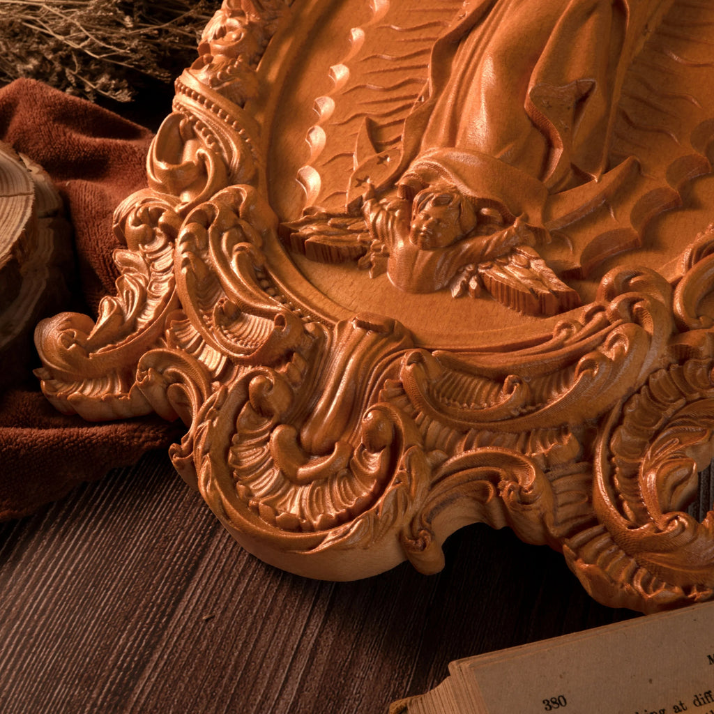 A Handcrafted Sanctuary: Our Lady of Guadalupe Wood Carving