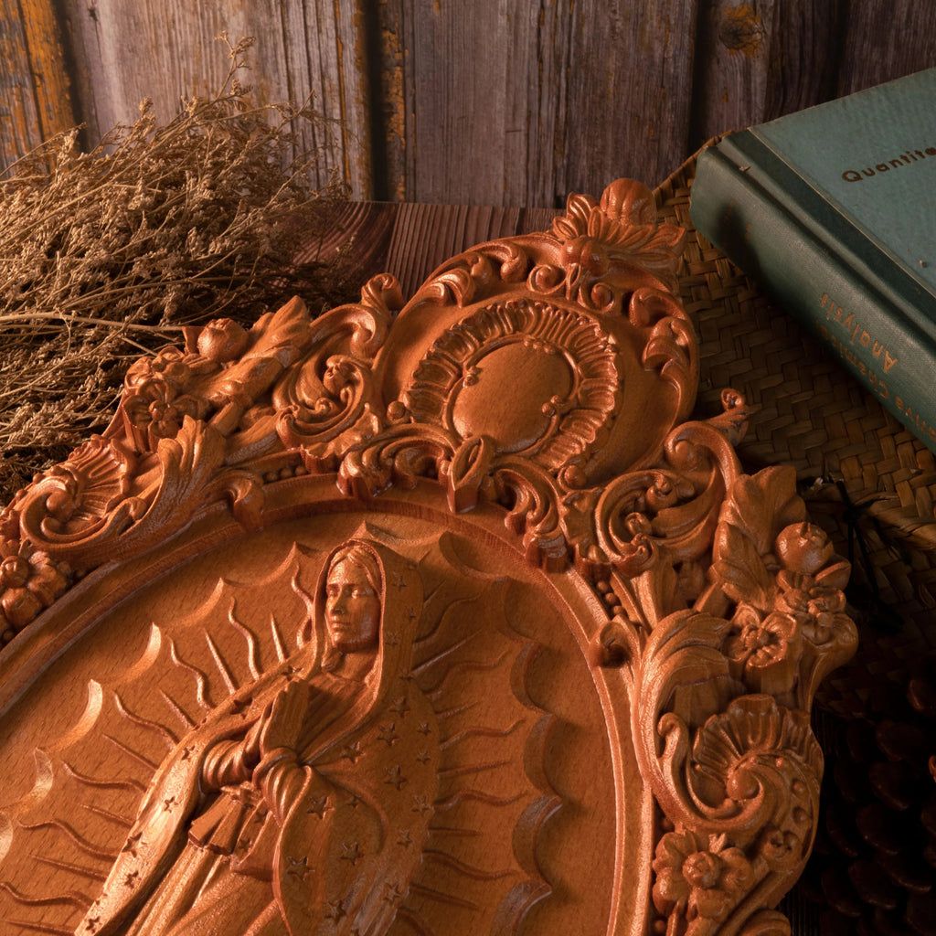 A Handcrafted Sanctuary: Our Lady of Guadalupe Wood Carving