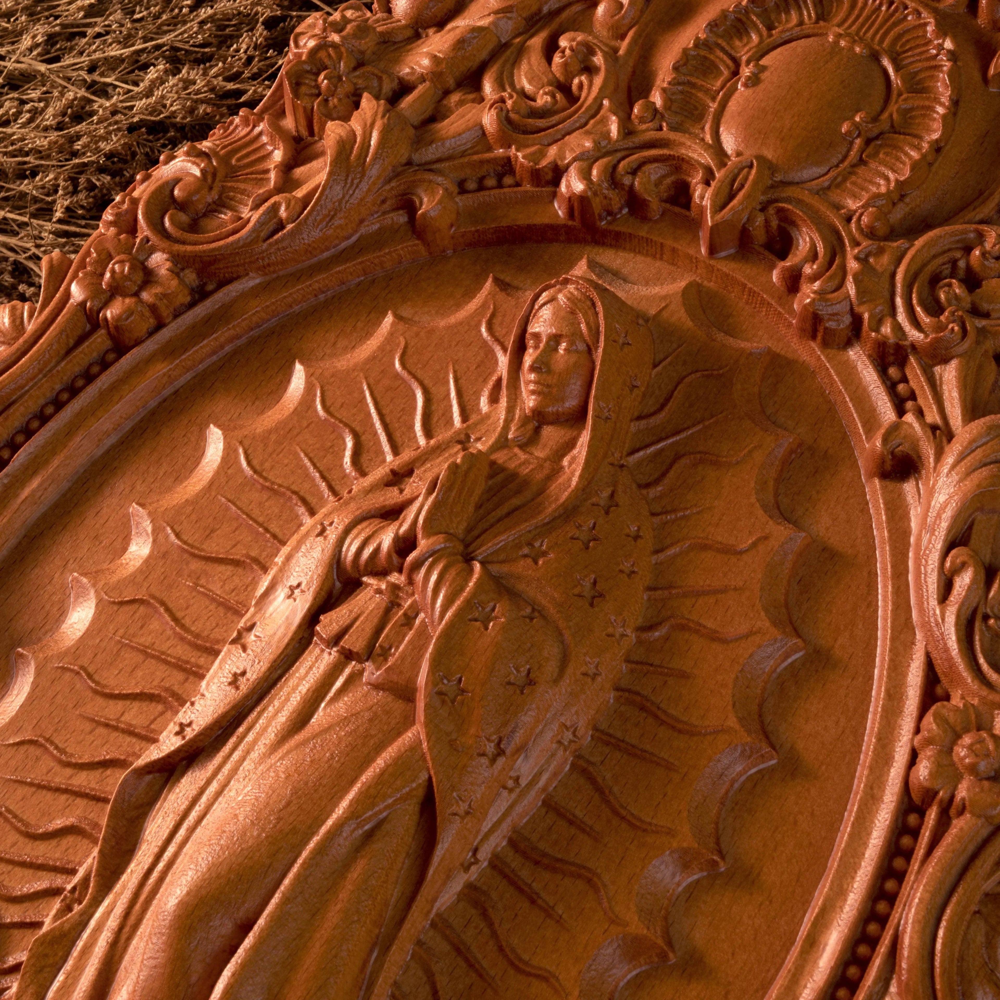 A Handcrafted Sanctuary: Our Lady of Guadalupe Wood Carving