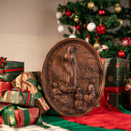 Our Lady of Fatima Wood Carving Decoration - Virgin Wall Pendant