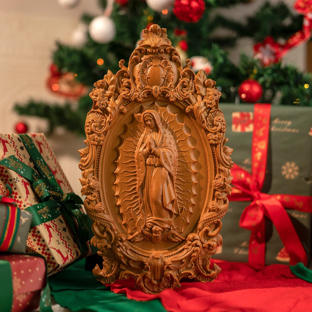 A Handcrafted Sanctuary: Our Lady of Guadalupe Wood Carving