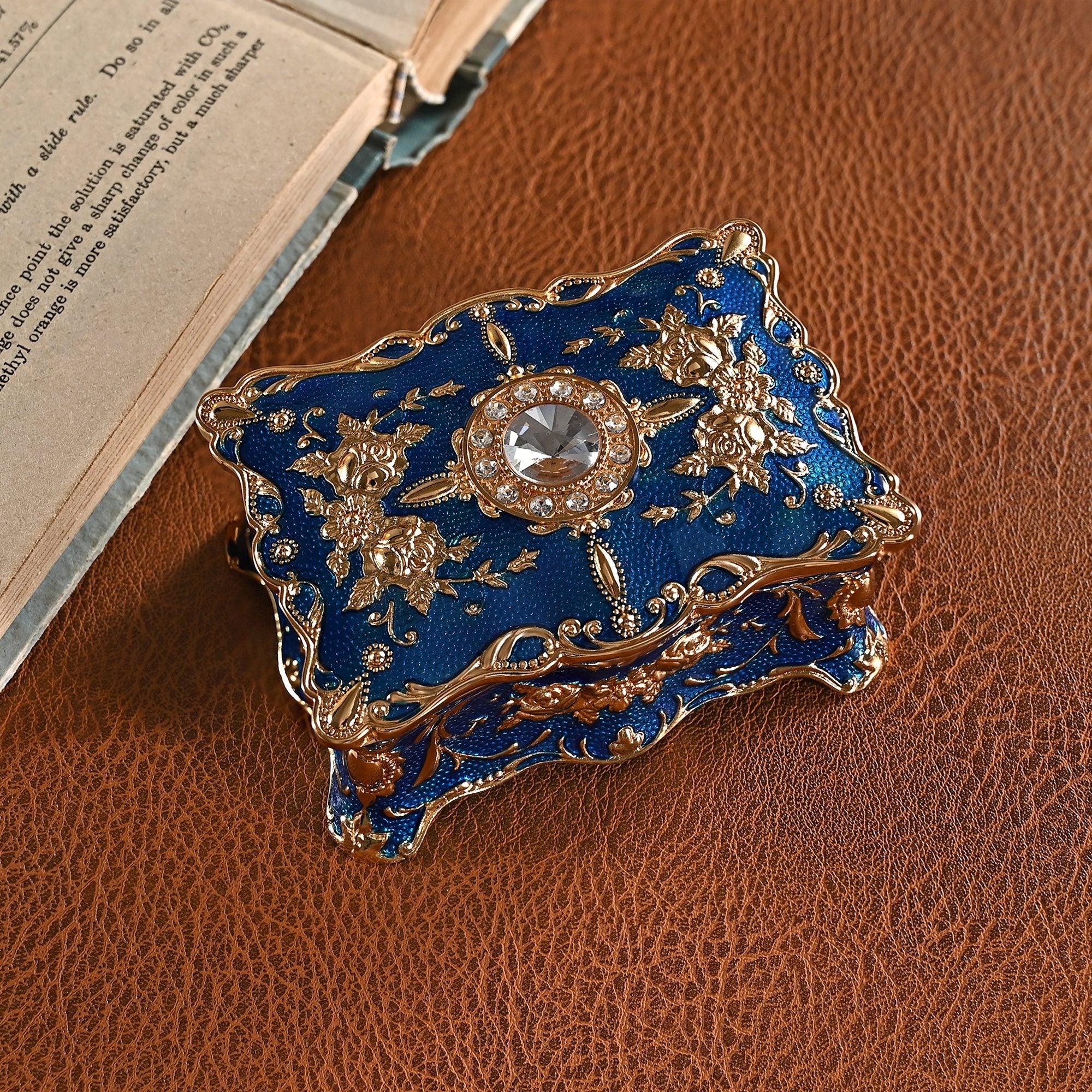 European vintage rose pattern zinc alloy jewelry box desktop ornament